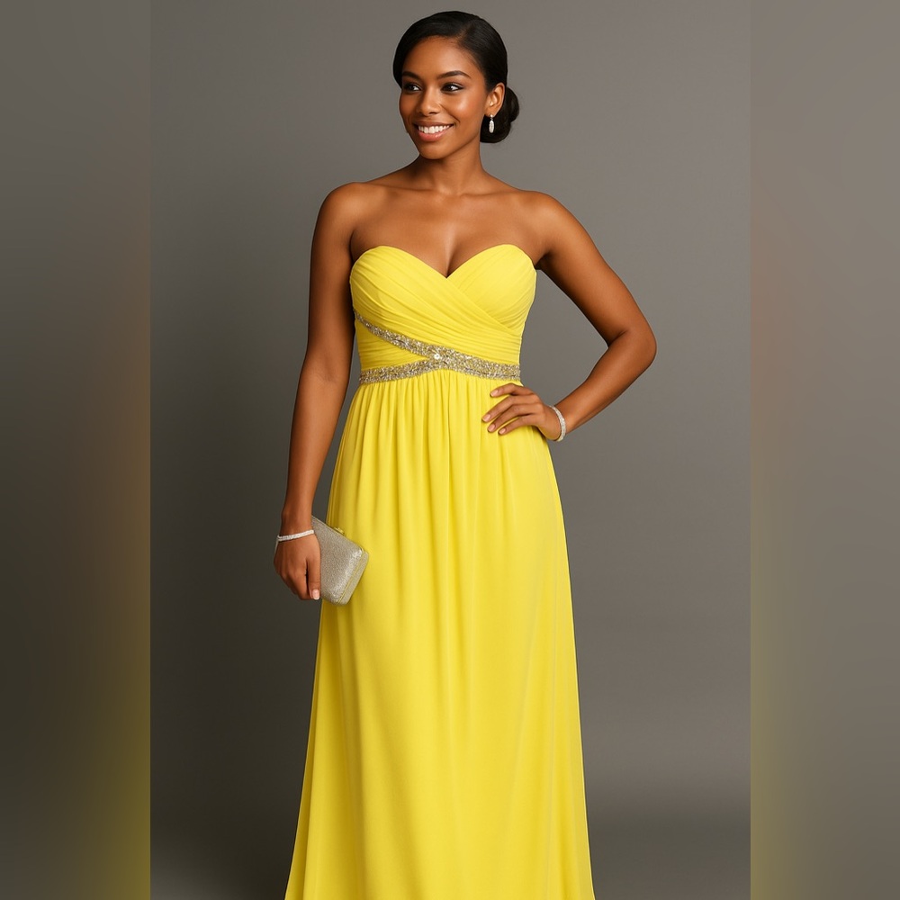 Deb Yellow Strapless Dress with Chic Appeal